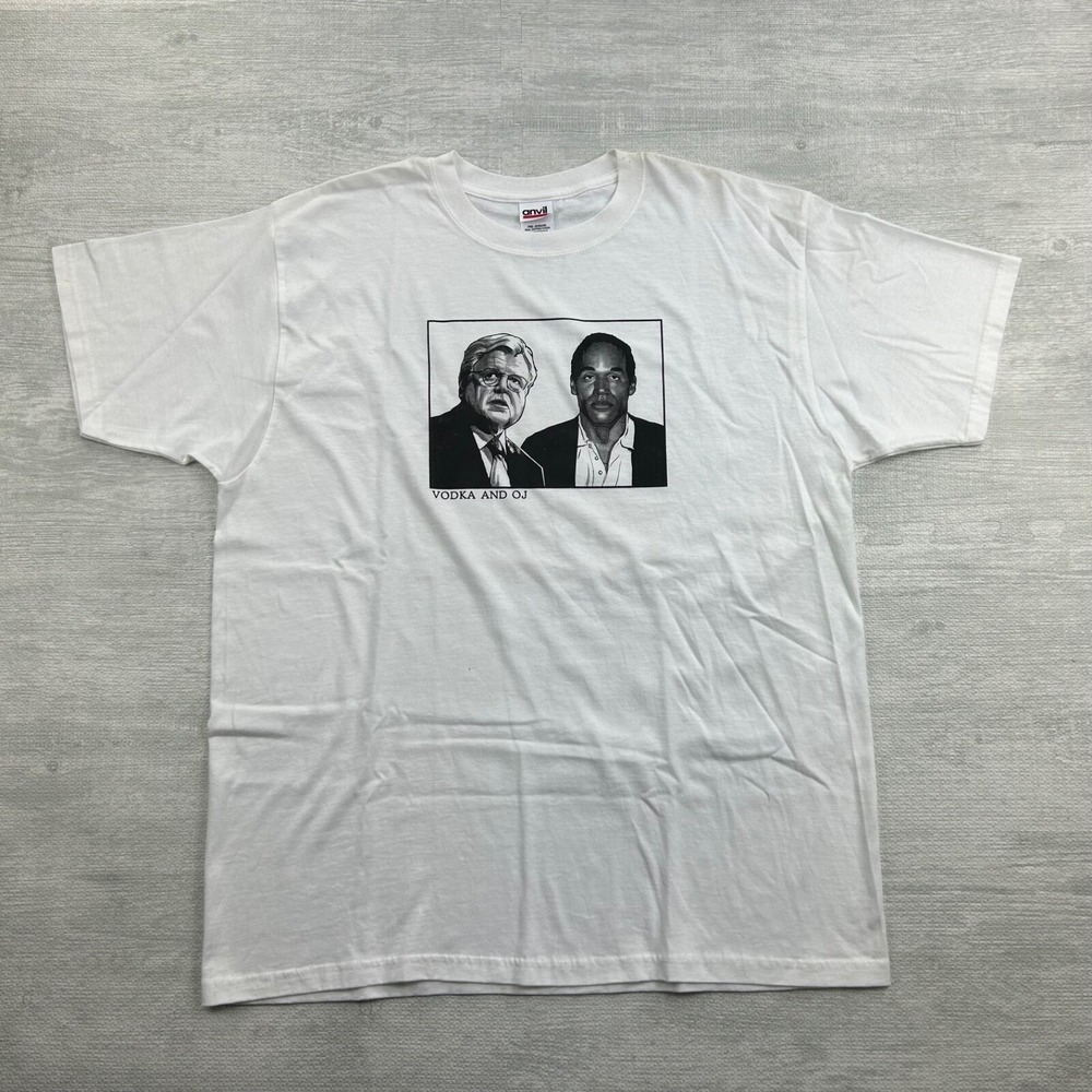 Vintage 90s Vodka and OJ Shirt Size XL White Oj Simpson Parody Tee